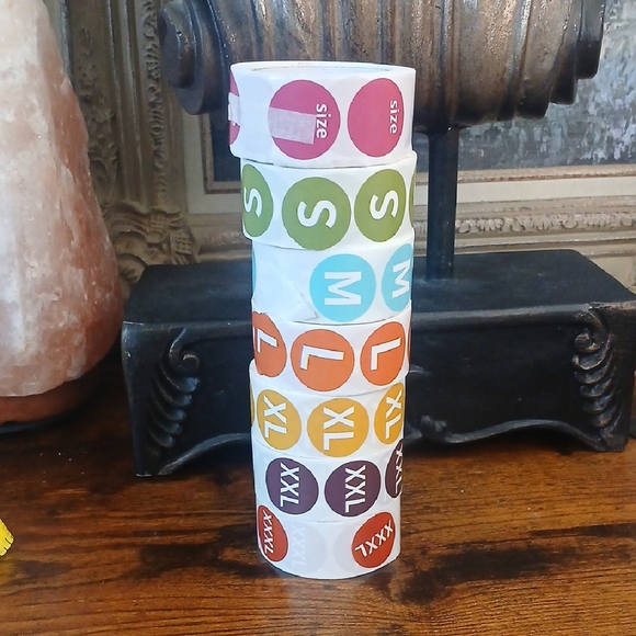 Colorful Size Label Stickers Roll-7 Rolls - Picture 1 of 2